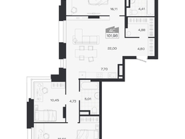 Продается 4-комнатная квартира ЖК Ясный берег, дом 19, бс 2-5, 101.86  м&sup2;, 18962000 рублей
