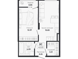 Продается 2-комнатная квартира ЖК Ясный берег, дом 10, бс 8-10, 42.03  м&sup2;, 8234000 рублей