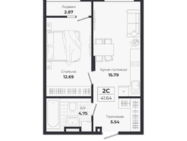Продается 2-комнатная квартира ЖК Ясный берег, дом 10, бс 8-10, 41.64  м&sup2;, 8156000 рублей