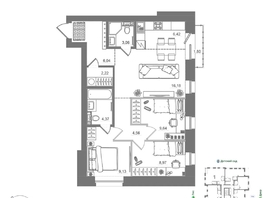 Продается 3-комнатная квартира ЖК Спектр, дом 10, 72.21  м&sup2;, 12648000 рублей