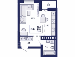 Продается Студия ЖК Горизонт, дом 2, 29.7  м&sup2;, 5850000 рублей
