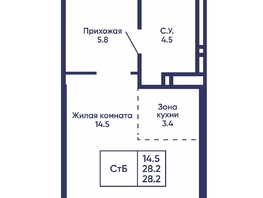 Продается Студия ЖК Сподвижники, дом 2, 28.2  м&sup2;, 4500000 рублей