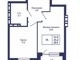 Продается 1-комнатная квартира ЖК Сподвижники, дом 3, 35.9  м&sup2;, 5250000 рублей