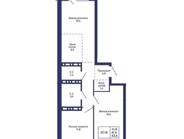 Продается 3-комнатная квартира ЖК Сподвижники, дом 3, 63.6  м&sup2;, 7550000 рублей