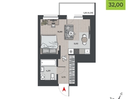 Продается Студия ЖК ДНК, 30.7  м&sup2;, 5005850 рублей