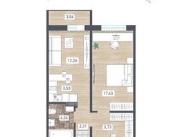 Продается 2-комнатная квартира ЖК Радуга Сибири, дом 14, 47.35  м&sup2;, 4900725 рублей