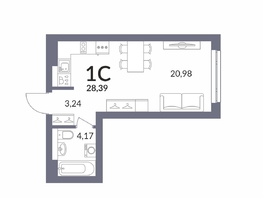 Продается Студия ЖК Горская Лагуна, корпус 2, 28.39  м&sup2;, 7103000 рублей