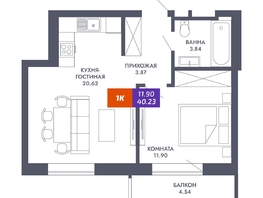 Продается 1-комнатная квартира ЖК Звезда, дом 2, 40.23  м&sup2;, 7844850 рублей