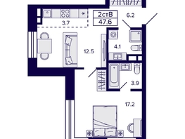 Продается 2-комнатная квартира ЖК Citatum (Цитатум), 47.6  м&sup2;, 8900000 рублей
