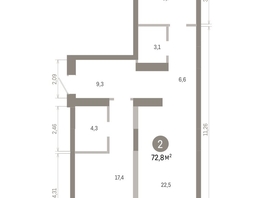 Продается 2-комнатная квартира ЖК Европейский берег, дом 46, 72.83  м&sup2;, 11730000 рублей