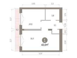 Продается 1-комнатная квартира ЖК Европейский берег, дом 46, 43.02  м&sup2;, 8960000 рублей