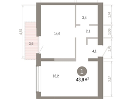 Продается 1-комнатная квартира ЖК Европейский берег, дом 46, 43.86  м&sup2;, 8230000 рублей