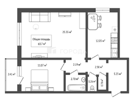 Продается 2-комнатная квартира Александра Чистякова ул, 63.7  м&sup2;, 5990000 рублей