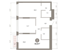Продается 2-комнатная квартира ЖК Европейский берег, дом 45, 66.87  м&sup2;, 9880000 рублей