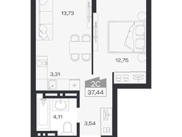 Продается 2-комнатная квартира ЖК Ясный берег, дом 33, 37.44  м&sup2;, 7282000 рублей