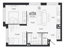 Продается 3-комнатная квартира ЖК Ясный берег, дом 33, 57.1  м&sup2;, 8445000 рублей