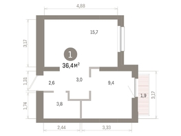 Продается 1-комнатная квартира ЖК Лебедевский квартал, д 1, 36.4  м&sup2;, 6640000 рублей
