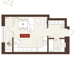 Продается Студия ЖК Невский, 35.03  м&sup2;, 5950000 рублей