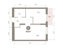 Продается 1-комнатная квартира ЖК Европейский берег, дом 46, 46.56  м&sup2;, 7840000 рублей