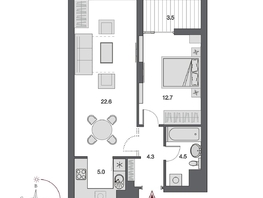 Продается 2-комнатная квартира  Дом Нобель, 50.35  м&sup2;, 11750000 рублей