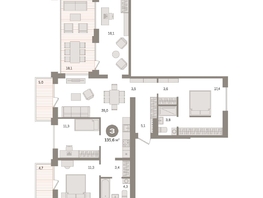 Продается 3-комнатная квартира ЖК Пшеница, дом 2.2, 135.61  м&sup2;, 17950000 рублей