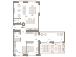 Продается 2-комнатная квартира ЖК Пшеница, дом 2.2, 132.56  м&sup2;, 16860000 рублей