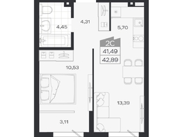 Продается 2-комнатная квартира ЖК Ясный берег, дом 20, 43.27  м&sup2;, 7501000 рублей
