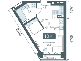 Продается 1-комнатная квартира  Кварталы Немировича, 2 очередь, 30  м&sup2;, 5680000 рублей