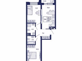 Продается 2-комнатная квартира ЖК Сила леса, корп 1, 59.1  м&sup2;, 10050000 рублей
