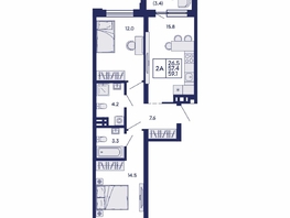 Продается 2-комнатная квартира ЖК Сила леса, корп 1, 59.1  м&sup2;, 10250000 рублей