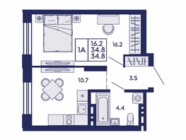 Продается 1-комнатная квартира ЖК Сила леса, корп 2, 34.8  м&sup2;, 5800000 рублей