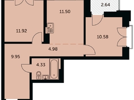 Продается 2-комнатная квартира ЖК Академия, дом 3, 54.58  м&sup2;, 11096000 рублей