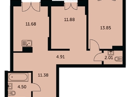 Продается 2-комнатная квартира ЖК Академия, дом 3, 61.57  м&sup2;, 11975000 рублей