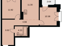 Продается 2-комнатная квартира ЖК Академия, дом 3, 54.2  м&sup2;, 11480000 рублей