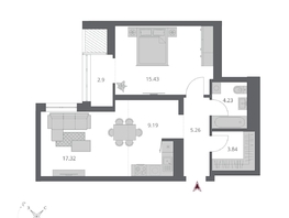 Продается 2-комнатная квартира ЖК Беринг, дом 3, 58.17  м&sup2;, 9390000 рублей