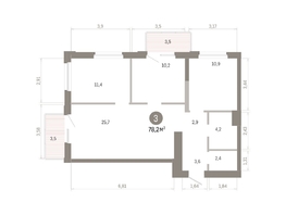 Продается 3-комнатная квартира ЖК Город на озере, 78.22  м&sup2;, 13730000 рублей