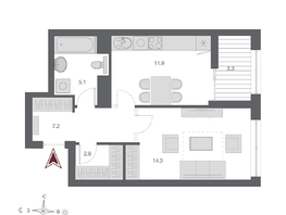 Продается 1-комнатная квартира  Дом Нобель, 43.15  м&sup2;, 11650000 рублей