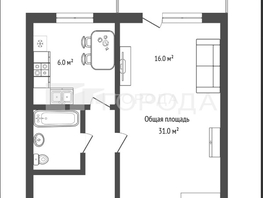 Продается 1-комнатная квартира Ольги Жилиной ул, 31  м&sup2;, 6150000 рублей