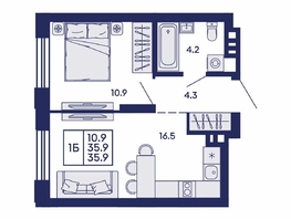 Продается 1-комнатная квартира ЖК Сила леса, корп 2, 35.9  м&sup2;, 5600000 рублей