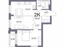 Продается 2-комнатная квартира ЖК Горская Лагуна, 54.4  м&sup2;, 11103000 рублей