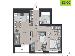 Продается 3-комнатная квартира ЖК ДНК, 56  м&sup2;, 7040205 рублей