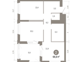 Продается 2-комнатная квартира ЖК Город на озере, 66.57  м&sup2;, 14530000 рублей