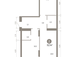 Продается 2-комнатная квартира ЖК Лебедевский квартал, д 1, 72.7  м&sup2;, 9660000 рублей