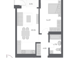 Продается 2-комнатная квартира ЖК ОСКАР, дом 3, 48.5  м&sup2;, 9550000 рублей