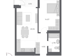 Продается 2-комнатная квартира ЖК ОСКАР, дом 3, 47.8  м&sup2;, 9790000 рублей