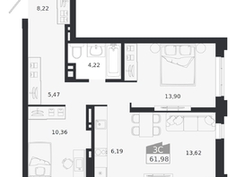 Продается 3-комнатная квартира ЖК Ясный берег, дом 20, 61.98  м&sup2;, 9718000 рублей