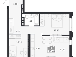 Продается 3-комнатная квартира ЖК Ясный берег, дом 20, 61.4  м&sup2;, 10848000 рублей