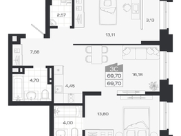 Продается 3-комнатная квартира ЖК Ясный берег, дом 20, 70.08  м&sup2;, 10462000 рублей