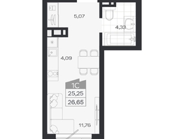 Продается Студия ЖК Ясный берег, дом 20, 26.75  м&sup2;, 4956000 рублей