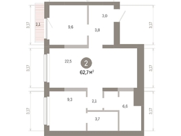 Продается 2-комнатная квартира ЖК Лебедевский квартал, д 1, 62.7  м&sup2;, 9690000 рублей